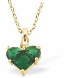Golden Coloured Emerald Green Heart Necklace
