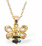 Golden Coloured Bee with Crystal Wings Necklace
