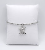 Stretch Charm Bracelet with Silver Coloured Beads and Bonnie Highland Cow Charm