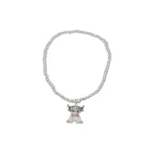 Stretch Charm Bracelet with Silver Coloured Beads and Rosie Highland Cow Charm