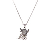Silver Coloured Twyla the Long Horn Highland Cow Necklace with a choice of chains