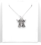 Silver Coloured Maisie the Long Horn Highland Cow Necklace with a choice of chains