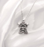 Silver Coloured Maisie the Long Horn Highland Cow Necklace with a choice of chains
