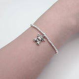 Stretch Charm Bracelet with Silver Coloured Beads and Maisie Highland Cow Charm