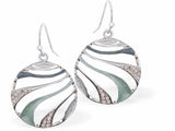 Designer Circular Drop Earrings with Waves,  Rhodium Plated