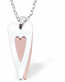 Long Wild Heart Necklace in Silver and Rose Gold Colour, Rhodium Plated
