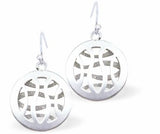 Round Sea Scape  Drop Earrings, Silver Coloured, Rhodium Plate