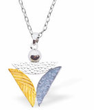 Hollow Triangle  Necklace, Silver, Gold and Black Coloured, Rhodium Plate
