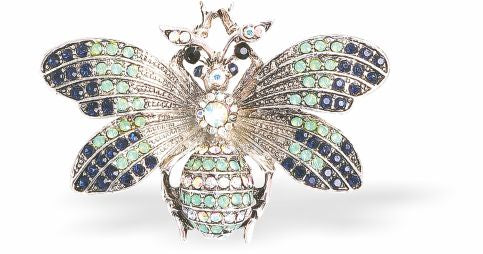 Sparkly, Beautiful Bee Brooch

in Blues and Greens
60mm in size&nbsp;
Hypoallergenic: Nickel, Lead and Cadmium Free
Delivered in a soft, black, velveteen pouch