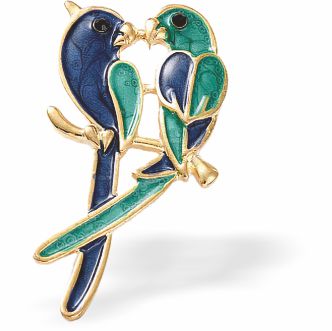 Sweet Pair of Parrots Brooch

in Blues and Greens
58mm in size&nbsp;
Hypoallergenic: Nickel, Lead and Cadmium Free
Delivered in a soft, black, velveteen pouch