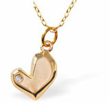 Dainty Heart Necklace, Golden Heart with Crystal Dot
Hypoallergenic: Nickel, Lead and Cadmium Free
11mm in size
Colour: Golden Coloured
Chain: 18" Rhodium Plated
Delivered in a soft, black, velveteen pouch