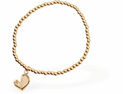 Dainty Heart Bracelet, Golden Heart Charm&nbsp;
Hypoallergenic: Nickel, Lead and Cadmium Free

Colour: Golden Coloured
Chain: Rhodium Plated
Delivered in a soft, black, velveteen pouch