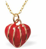 Dainty Heart Necklace, Red and Golden Coloured, Rhodium Plated