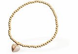 Dainty Heart Bracelet, Golden Coloured, Half White with Crystal Dot, Rhodium Plated