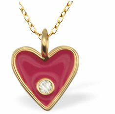 Dainty Heart Necklace, Red Heart Pendant with Crystal Dot
Hypoallergenic: Nickel, Lead and Cadmium Free
12mm in size
Colour: Red and Golden Coloured
Chain: 18", Rhodium Plated
Delivered in a soft, black, velveteen pouch