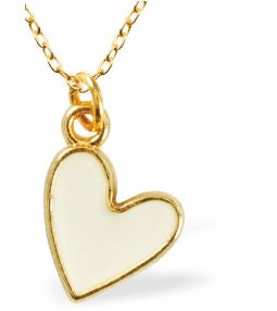 Dainty Heart Necklace, White Heart Pendant
Hypoallergenic: Nickel, Lead and Cadmium Free
11mm in size
Colour: White and&nbsp; Golden Coloured
Chain:&nbsp;Rhodium Plated
Delivered in a soft, black, velveteen pouch