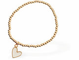 Dainty Heart Bracelet, White Heart Charm
Hypoallergenic: Nickel, Lead and Cadmium Free

Colour: White and Golden Coloured
Chain:&nbsp;Rhodium Plated
Delivered in a soft, black, velveteen pouch