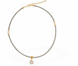 Rope Chain Necklace with Circular Crystal Drop, Silver Coloured,  Rhodium Plated