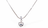 Box Chain Necklace with Chunky Silver Coloured Heart Drop,  Rhodium Plated