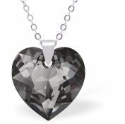 Austrian Crystal Cute Special Cut Oblique Square Necklace  Special Cut Multi Faceted Crystal is 12mm in size  See matching earrlings HR48 Hypo allergenic: Free from Lead, Nickel and Cadmium Colour: Silver Night Grey Choice of Stainless Steel Chain (18") or Sterling Silver Chain (18") Delivered in a soft, black, velveteen pouch