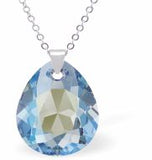 Austrian Crystal Multi Faceted Miniature Special Cut Pearshape Necklace in Aquamarine Blue Shimmer