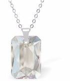 Austrian Crystal Multi Faceted Miniature Emerald Cut Rectangular Necklace in Clear Crystal Shimmer