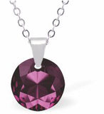 Austrian Crystal Multi Faceted Miniature Special Cut Round Necklace in Amethyst Pink