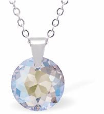 Austrian Crystal Multi Faceted Miniature Special Cut Round Necklace Crystal is 12mm in size  See matching earrlings T66 Hypo allergenic: Free from Lead, Nickel and Cadmium Colour: Clear Crystal Shimmer Choice of Stainless Steel Chain (18") or Sterling Silver Chain (18") Delivered in a soft, black, velveteen pouch