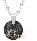 Austrian Crystal Multi Faceted Miniature Special Cut Round Necklace in Silver Night Grey
