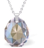 Austrian Crystal Multi Faceted Miniature Majestic Cut Teardrop Necklace in Clear Crystal Shimmer