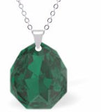 Austrian Crystal Multi Faceted Miniature Majestic Cut Teardrop Necklace in Emerald Green