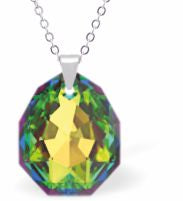 Austrian Crystal Multi Faceted Miniature Majestic Cut Teardrop Necklace Vitrail Medium in Colour 12mm in size See matching earrings MA31 Delivered in a soft, black, velveteen pouch