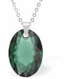Austrian Crystal Multi Faceted Miniature Elliptic Cut Oval Necklace Emerald Green in Colour 12 mm in size See matching earrings EL61 Delivered in a soft, black, velveteen pouch