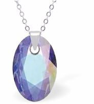 Austrian Crystal Multi Faceted Miniature Elliptic Cut Oval Necklace Vitrail Light in Colour 12 mm in size See matching earrings EL71 Delivered in a soft, black, velveteen pouch