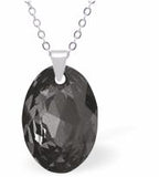 Austrian Crystal Multi Faceted Miniature Elliptic Cut Oval Necklace Silver Night Black in Colour 12 mm in size See matching earrings EL74 Delivered in a soft, black, velveteen pouch
