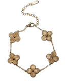 Golden Four Leaf Clover Double-Sided Bracelet, 18K Gold Plated