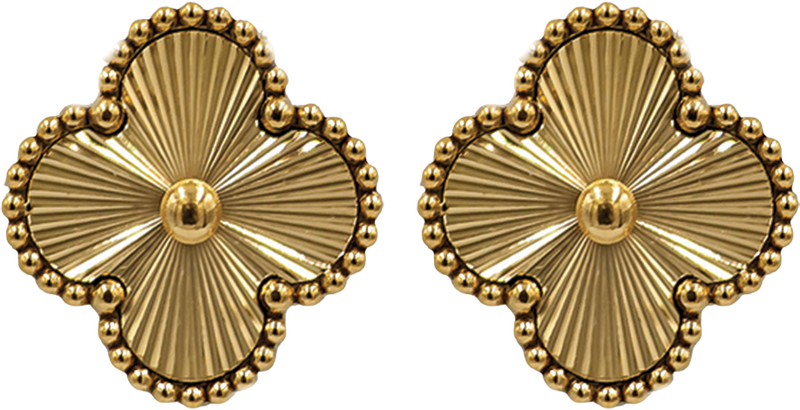 Gold Plated Four Leaf Clover Stud Earrings