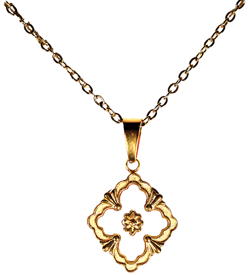 Enjoy designer quality at an affordable price with our 18K gold plated framed Four Leaf Clover Pendant Necklace with gold and white detailing. This trending style lucky 4 leaf clover pendant is the perfect gift for women. Matching earrings and bracelet are available separately.

Made from titanium steel with gold plating. The pendant is 15mm x 15mm. The chain is 40cm with an additional 5cm extension. Colours are gold and white.


See matching earrings MP24

Delivered in a soft, grey, velveteen pouch.