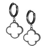 Enjoy designer quality at an affordable price with our Four Leaf Clover Hoop Earrings, stainless steel with white detailing. These trending style lucky 4 leaf clover earrings are the perfect gift for women. Matching bracelet and necklaces are available separately.

Made from titanium steel with 18K gold plating. The studs are 13mm x 13mm. Colours are white and silvery.

Delivered in a soft, grey, velveteen pouch