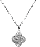 Stainless Steel Glittery Four Leaf Clover Pendant Necklace