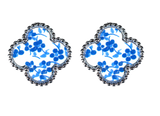 Enjoy designer quality at an affordable price with our silver coloured Blue Floral Four Leaf Clover Stud Earrings. These trending style lucky 4 leaf clover earrings are the perfect gift for women. Matching necklace and bracelet are available separately.

Made from stainless steel. The studs are 13mm x 13mm. Colours are blue floral and silver. See matching necklace MP98