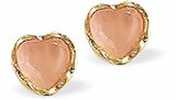 Cute Heart Stud Earrings with Pastel Amethyst Centre