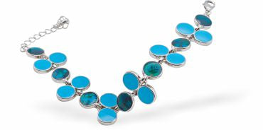 Paua Shell Bubbles Stretch Bracelet, Rhodium Plated