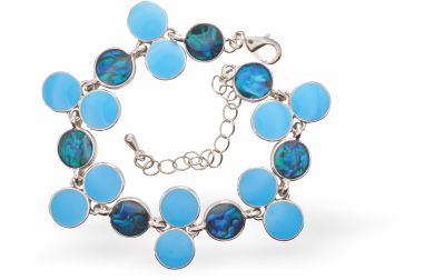 Paua Shell &nbsp;Bubbles Stretch Bracelet
Extendable, Rhodium Plated

Hypoallergenic: Nickel, Lead and Cadmium free
Delivered in a soft, black, velveteen pouch