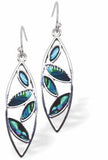 Natural Paua Shell Chic Droplet Drop Earrings Hypoallergenic: Rhodium Plated, Nickel, Lead and Cadmium Free Greeny Blue in colour 30mm in size See matching necklace P721 Delivered in a soft, black, velveteen pouch
