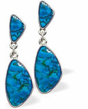 Natural Paua Shell Doubledrop Drop Earrings Hypoallergenic: Rhodium Plated, Nickel, Lead and Cadmium Free Greeny Blue in colour 30mm in size See matching necklace P731 Delivered in a soft, black, velveteen pouch