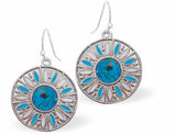 Natural Paua Shell Sun Drop Earrings, Rhodium Plated