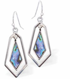 Paua Shell Kite Earrings
25mm, Rhodium Plated

Hypoallergenic: Nickel, Lead and Cadmium free
Delivered in a soft, black, velveteen pouch