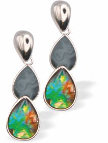 Paua Shell Multi-Teardrop Earrings
26mm, Rhodium Plated

Hypoallergenic: Nickel, Lead and Cadmium free
Delivered in a soft, black, velveteen pouch