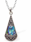 Paua Shell Celtic Framed Necklace, Rhodium Plated